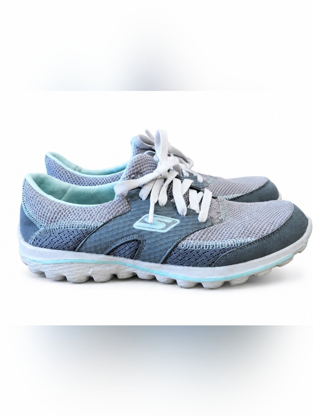 Skechers GO Walk Women’s Gray Aqua Mesh Walking Shoes Comfort Sneakers